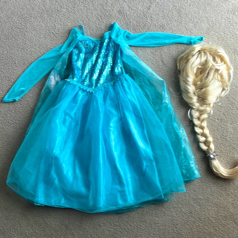 Disney Frozen Elsa Dress and Wig (Like-new) **see comments**